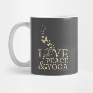 Love, Peace and Yoga Mug